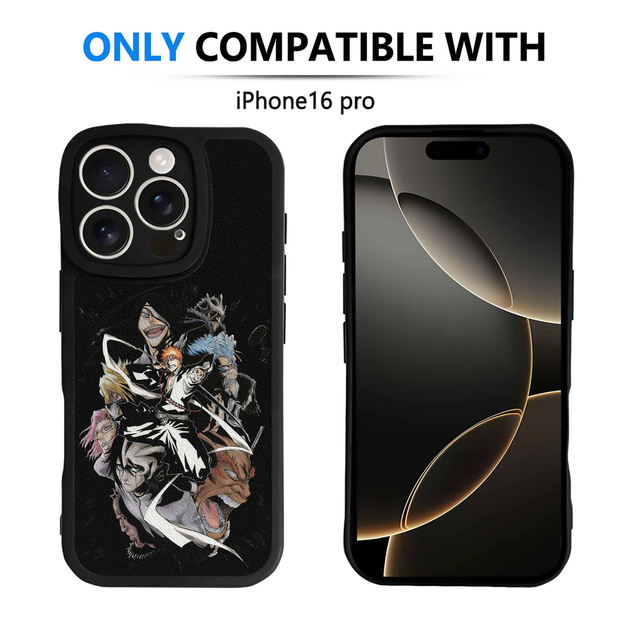 （画像用） ブリーチ 黒崎一護（くろさき いちご）BLEACH Kurosaki Ichigo 【iPhone 16シリーズ対応】シリコンスマホケース（レザー調） 材質：シリコン
